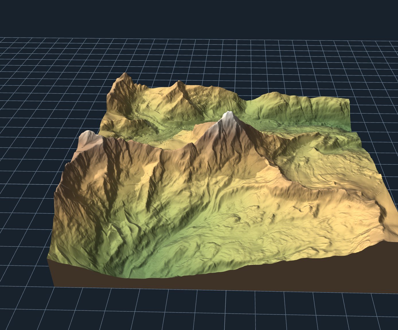 A 3D printable relief model of the Matterhorn built from survey elevation data